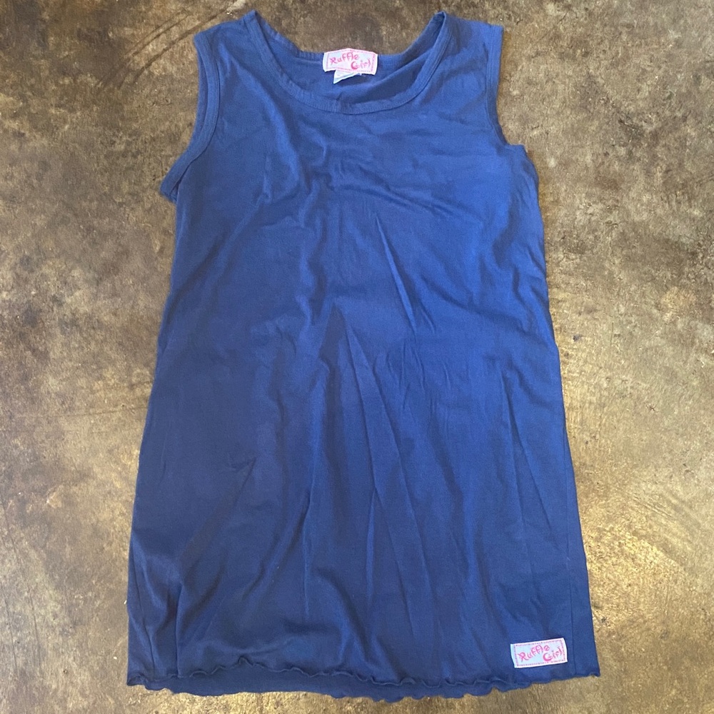 Ruffle Girl Blue/Gray Sleeveless Top